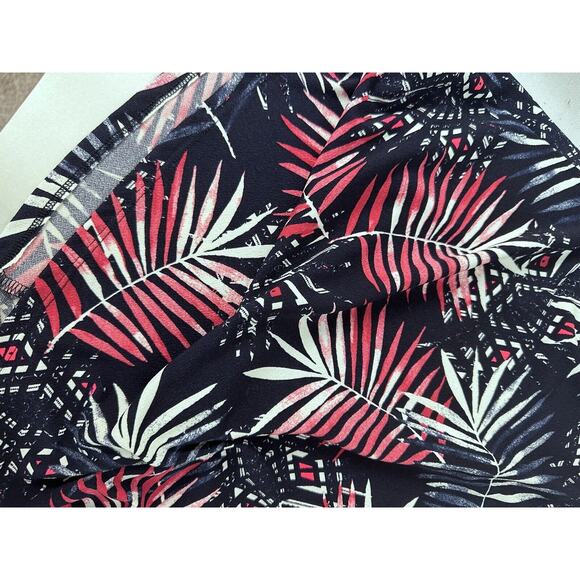 Express Slip Dress Sz M Flounce Red White And Blue Palm Floral Picnic Patrotic - Picture 6 of 12